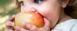 toddler eating apple