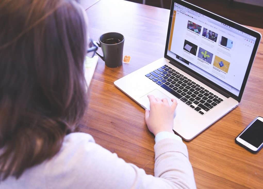 woman using laptop