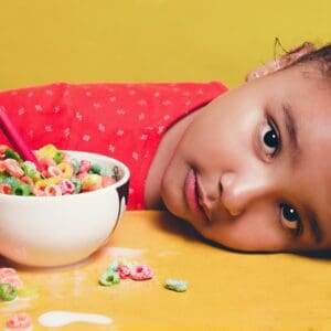 Child eating a bowl of cereal